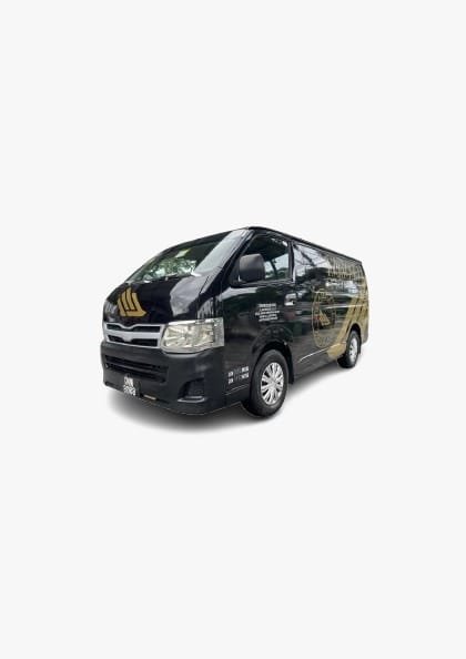 Luxamana branded panel van, front three-quarter view