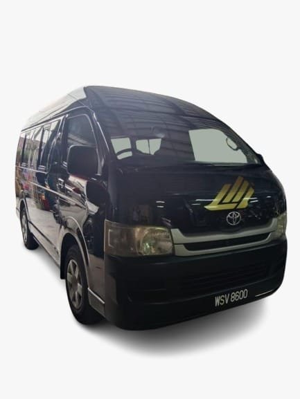 Luxamana 14-seater high-roof van, front three-quarter view
